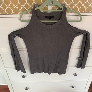 Olivaceous Shoulder Cut Out Long Sleeve Sweater